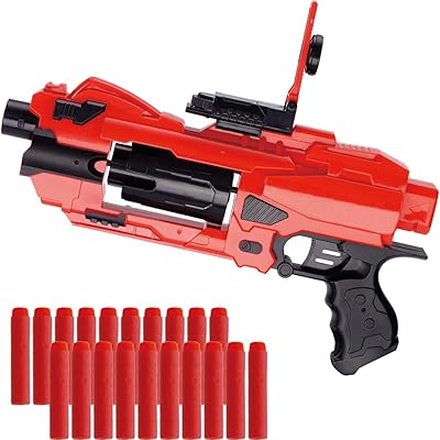 Pistolet automatique avec 20 lanceurs souples, cylindre rotatif avec 6 fléchettes, cadeau