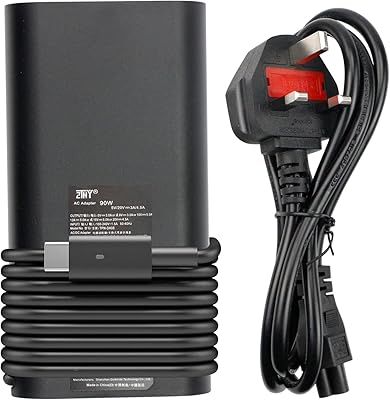 Chargeur adaptateur usb-c zdthy 90w pour alimentation dell sansansansansams 500 7506 7706 2