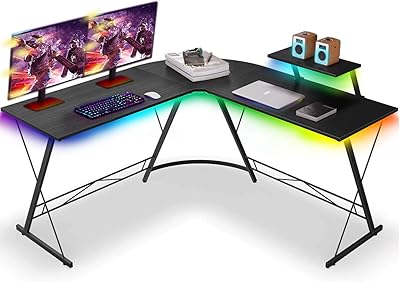 Bureau d'angle d'ordinateur en forme de l ordibull, bureau de jeu avec bande