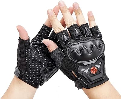 The white shop gants de moto respirants à demi-doigts pour hommes écran tactile
