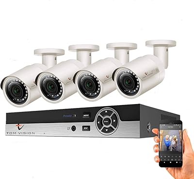 Système de caméra de sécurité tomvision 2k 4ch 2mp dvr avec 4 caméras