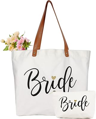 Un grand cabas pour la mariée avec une trousse de maquillage, cadeaux