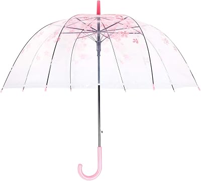 Parapluie coupe-vent transparent à ouverture automatique, motif cerise, pour enfants ou mariage