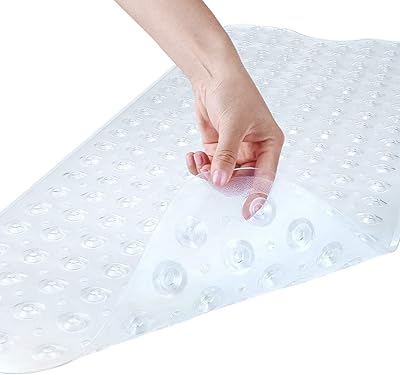 Tapis de baignoire antidérapant sky touch avec ventouses et trous de drainage, lavable