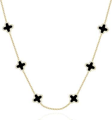 Collier élégant trèfle à quatre feuilles pour femme, acier inoxydable plaqué or 18