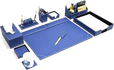 Ensemble de bureau de direction fis en polyuréthane italien, 9 pièces, bleu