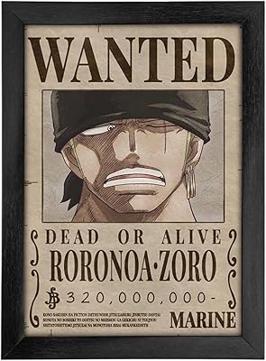 Affiche d'anime roronoa zoro wanted bounty de comic sensei.xyz one piece avec cadre
