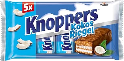 Barres de chocolat allemandes knoppers à la noix de coco, ensemble de 5