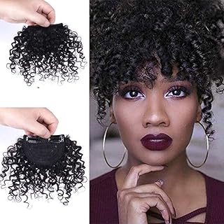 Afro curly bang fausse frange clips en extension de cheveux humains