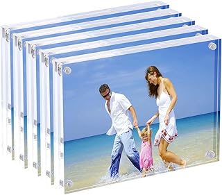 Cadres photo en acrylique ametek, ensemble de cubes transparents double face de 4"