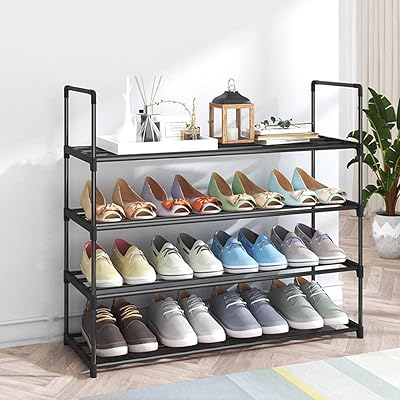 Étagère à chaussures organisateur de chaussures 4 niveaux peut contenir jusqu'à