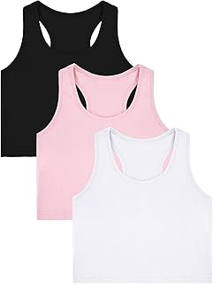 3 pièces débardeur de danse pour filles court à dos nageur