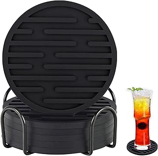 Dessous de verre en silicone pour boissons, lot de 6 dessous de verre