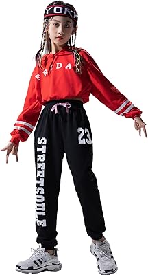 Costume de danse hip hop pour filles, ensemble deux pièces, sweat-shirt court à