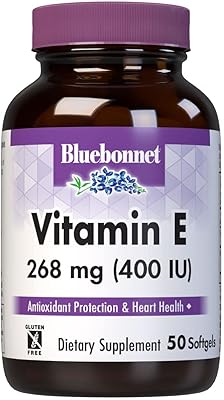 Capsules de gélatine mélangée blue bonnet avec vitamine e 400 ui, 50 capsules