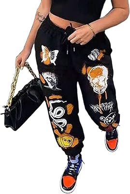 Pantalon de survêtement décontracté y2k pour femme avec taille élastique et cordon