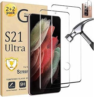 Protecteur d'écran pour galaxy s21 ultra 【2 + 2 pack】protecteur d'objectif d'appareil photo