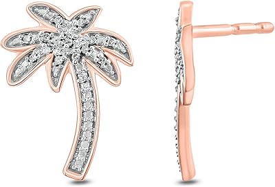 Boucles d'oreilles palmier diamant 1 20 carat pour femme en plaqué or