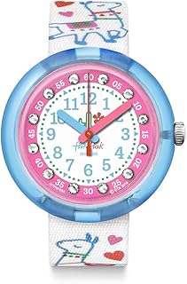 Montre flik flak mystical woods avec bracelet en polyester, blanc, montre décontractée 14