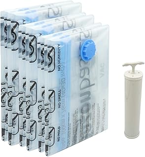 Sacs de rangement sous vide compressés amazonbasics avec pompe manuelle, paquet de 6