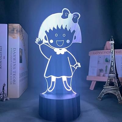 Veilleuse led 3d avec design anime chibi maruko, 7 couleurs de gradation, port