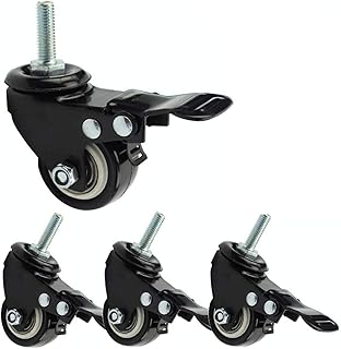 Roues de meubles android robustes à filetage m8, 40/50mm pu industrie automobile double