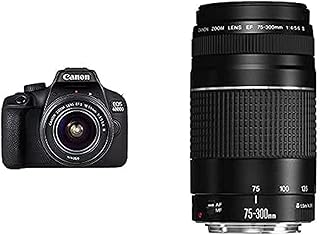 Kit d'objectif canon eos 4000d ef-s 18-55mm iii + objectif 75-300mm + objectif