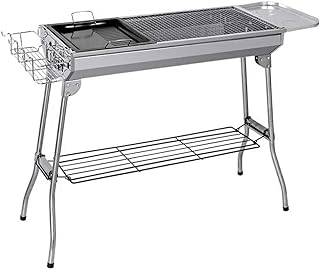 Gril à charbon de bois pliant portable - grill de barbecue en acier