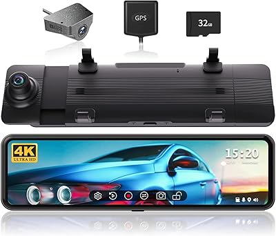Caméra de rétroviseur redtiger 11'' uhd 4k avant et rétroviseur 1080p double caméras