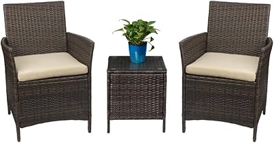 Ensemble de meubles de patio devoco 3 pièces, chaises en rotin et pe