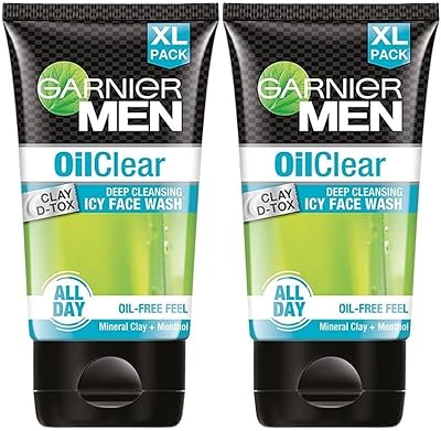 Garnier clear oil face wash - nettoyant visage nettoyant en profondeur pour hommes