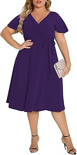 Robe grande taille pour femme avec manches flottantes et robes mi-longues trapèze à