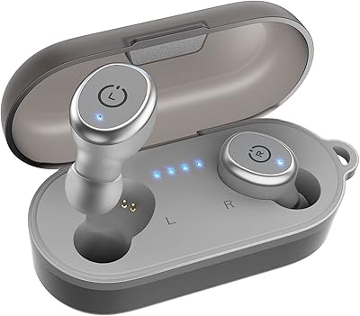 Écouteurs bluetooth 5.3 tozo t10 avec étui de chargement sans fil, écouteurs intra-auriculaires