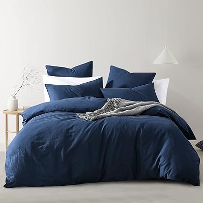 Ensemble de housses de couette double aisbo bleu marine literie 3 pièces