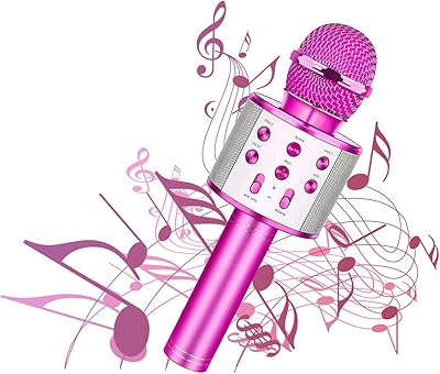 Microphone karaoké bluetooth sans fil, haut-parleur de karaoké portable pour enfants et adultes