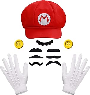 COSTUME DE SUPER BROTHERS MARIO LUIGI AVEC CHAPEAU, BARBE ET GANTS POUR ENFANTS