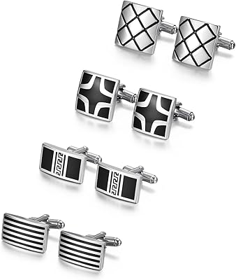 4 paires de boutons de manchette pour hommes de winamilleri au design moderne