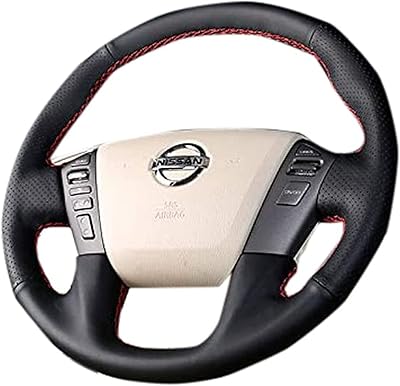 Couvre-volant en cuir de vachette cousu main pour nissan patrol y62
