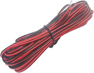20 mètres de rallonge 2 broches pour bandes led, noir et rouge, fil