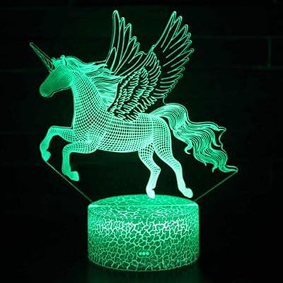 Veilleuse led licorne 3d 2 thème 7 couleurs changeantes ambiance tactile cadeau