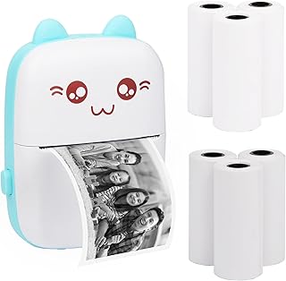 Mini imprimante de poche portable, imprimante thermique mignonne avec papier d'impression thermique, câble