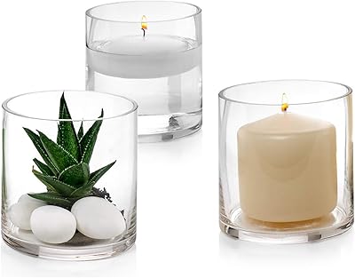 Ensemble de 3 vases cylindriques en verre de 4" de haut polyvalents