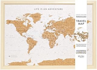 Sposh - tableau à épingles carte du monde dans un cadre de voyage