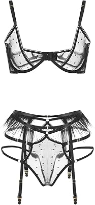 Lingerie sexy en dentelle et plumes pour dames, ensemble de lingerie d'extérieur 2
