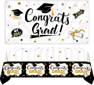 Fournitures de fête de remise de diplôme 2023, bannière de fête de remise de diplôme (36" x 70") et nappe de fête de remise de diplôme (54" x 72") pour les décorations de fête de remise de diplôme. Diaytar : Acheter moins cher n'a jamais été aussi facile