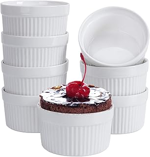 Ensemble de 8 ramequins de 6 oz, bols à ramequins en porcelaine allant