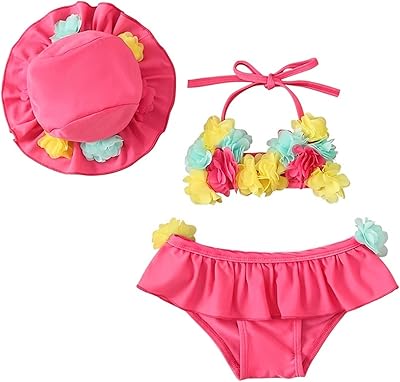 Ensemble de maillot de bain 3 pièces triangle fleuri pour bébé fille, short