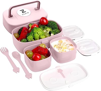 Boîte à lunch bento zilo 860 ml, 2 couches, 3 compartiments, empilable, hermétique