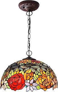 Lampe à suspension de style tiffany, plafonnier en vitrail avec lampe à suspension
