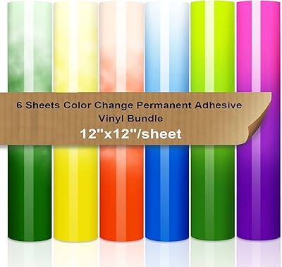 Paquet de 6 feuilles de vinyle à changement de couleur 12" x couleurs